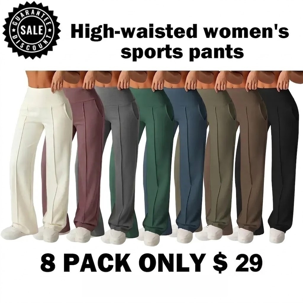 🔥Women's  Wide Leg High Waist Sporty Casual Sweatpants with Pockets