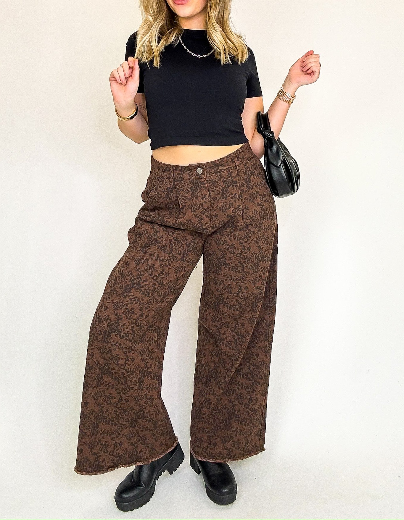 The Luxe Prowl Animal Print Pleated Pants