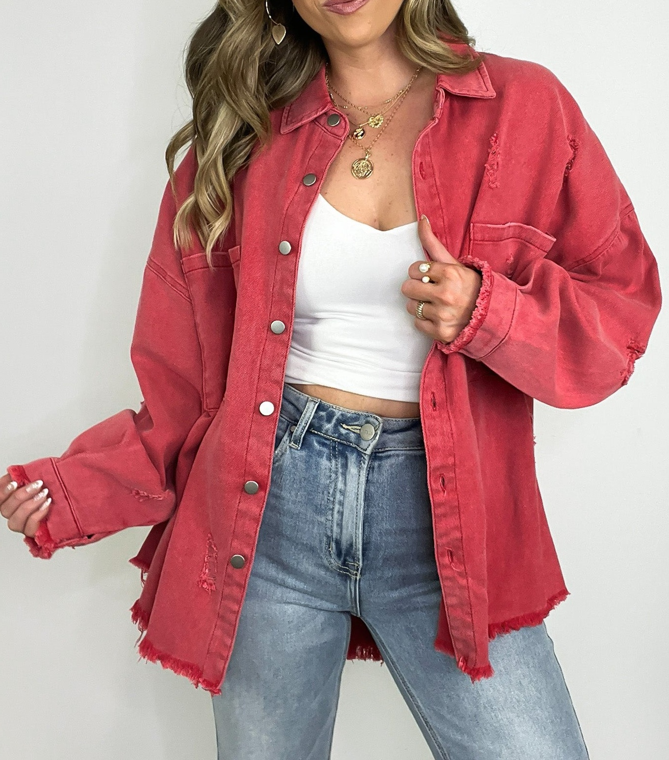 Oversized Distressed Denim Jacket