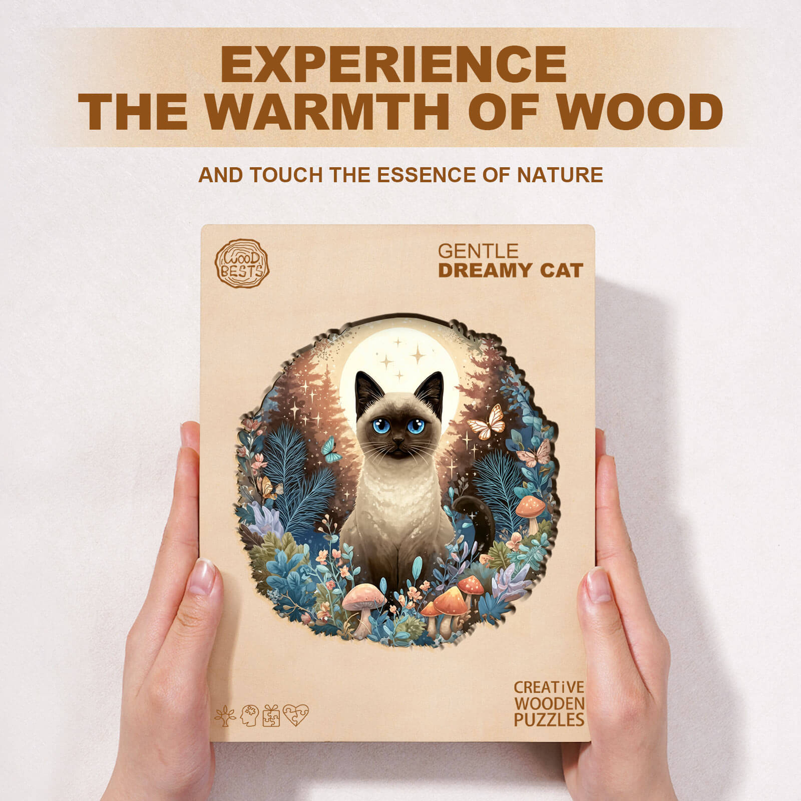 Gentle Dreamy Cat Wooden Jigsaw Puzzle