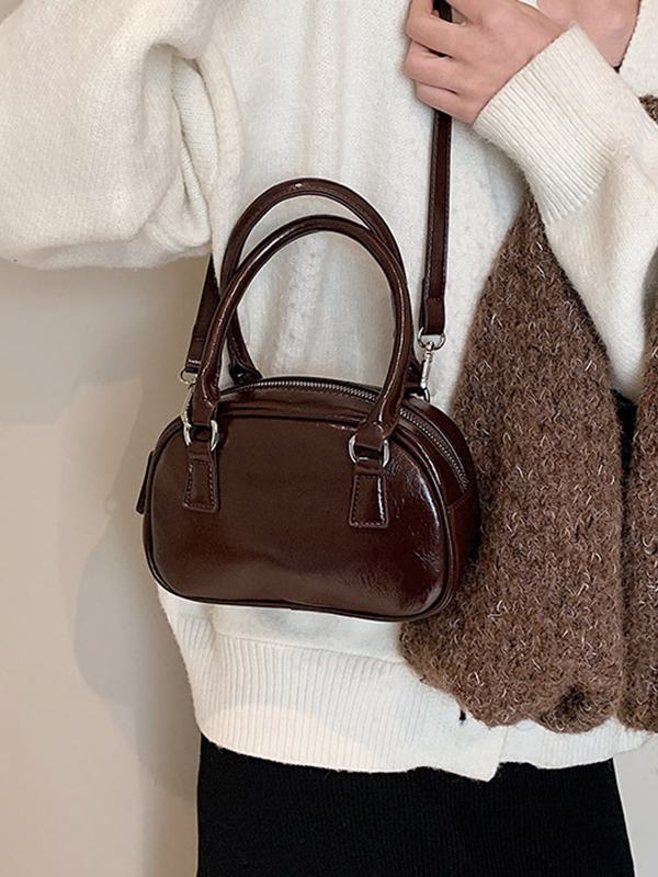 Geometric Solid Color Zipper Handbags Crossbody Bags