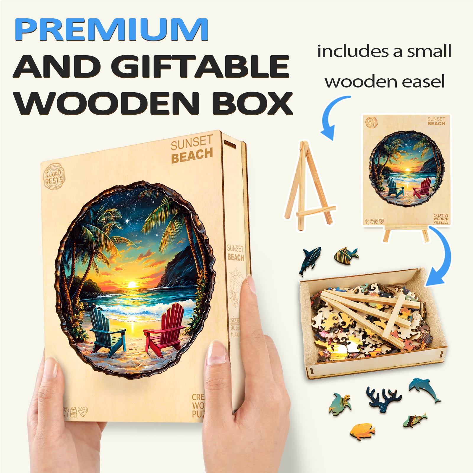 3D Sunset Beach Wooden Jigsaw Puzzle