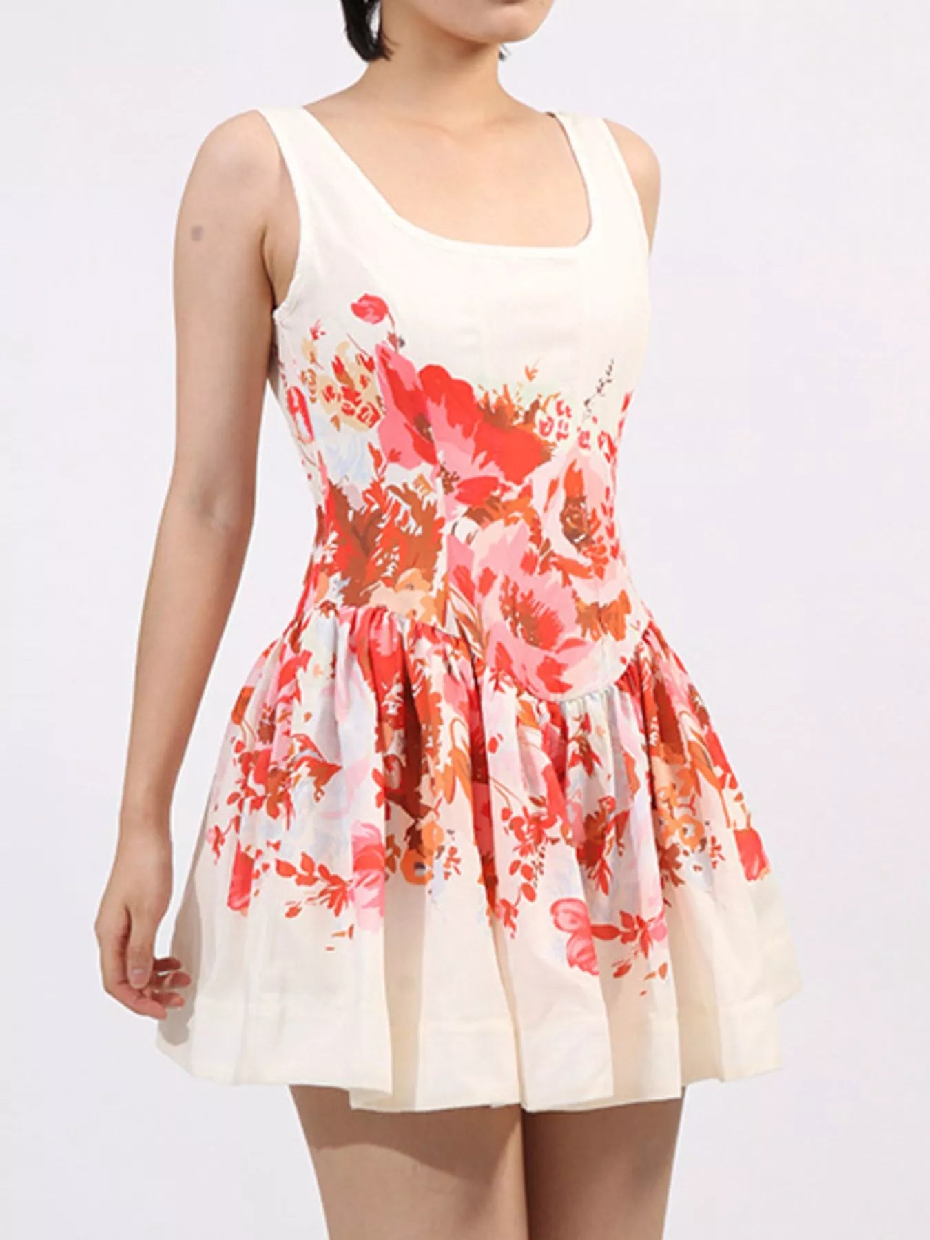 Floral Print Sleeveless A-Line Mini Dress
