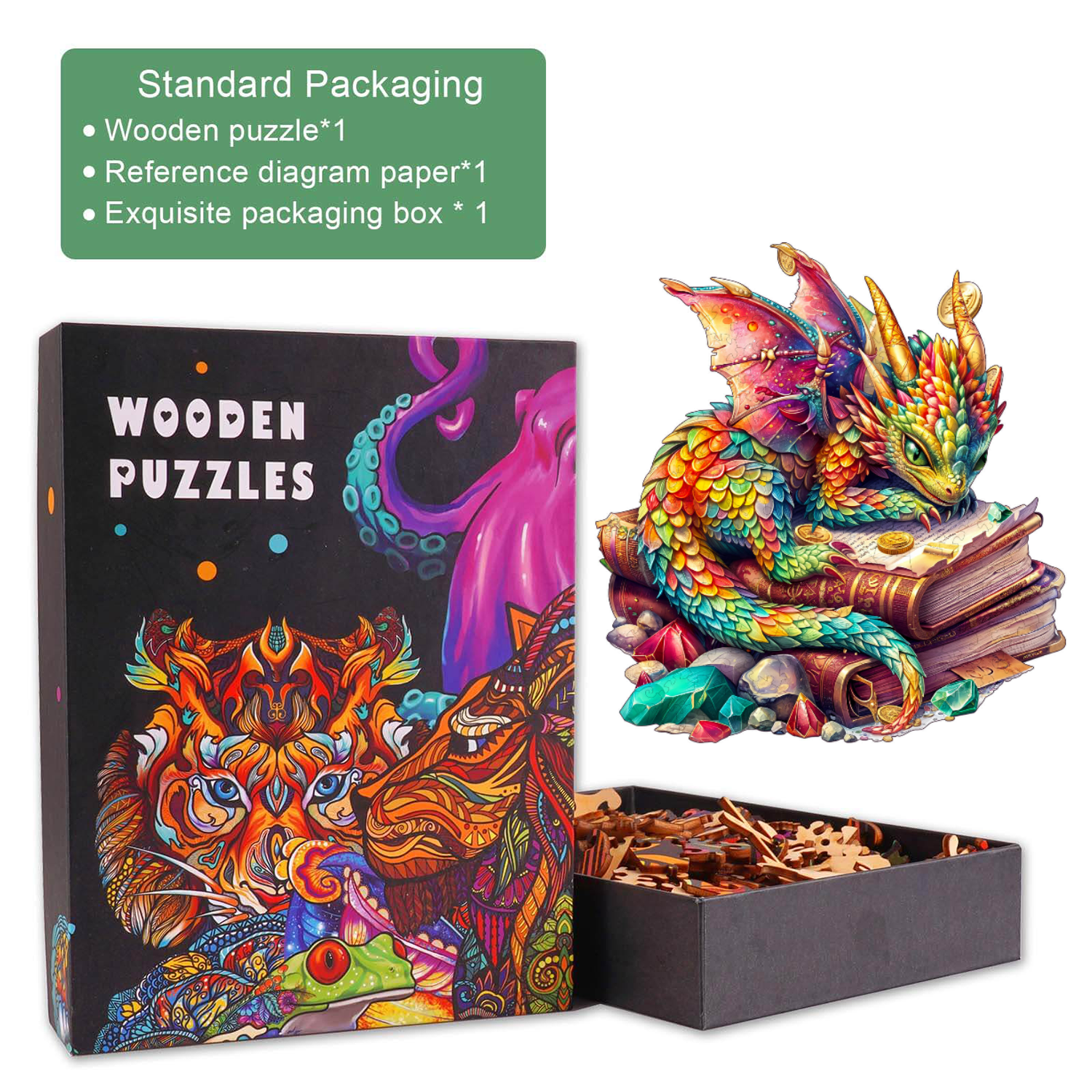 Jeweled Dragon Wooden Jigsaw Puzzle