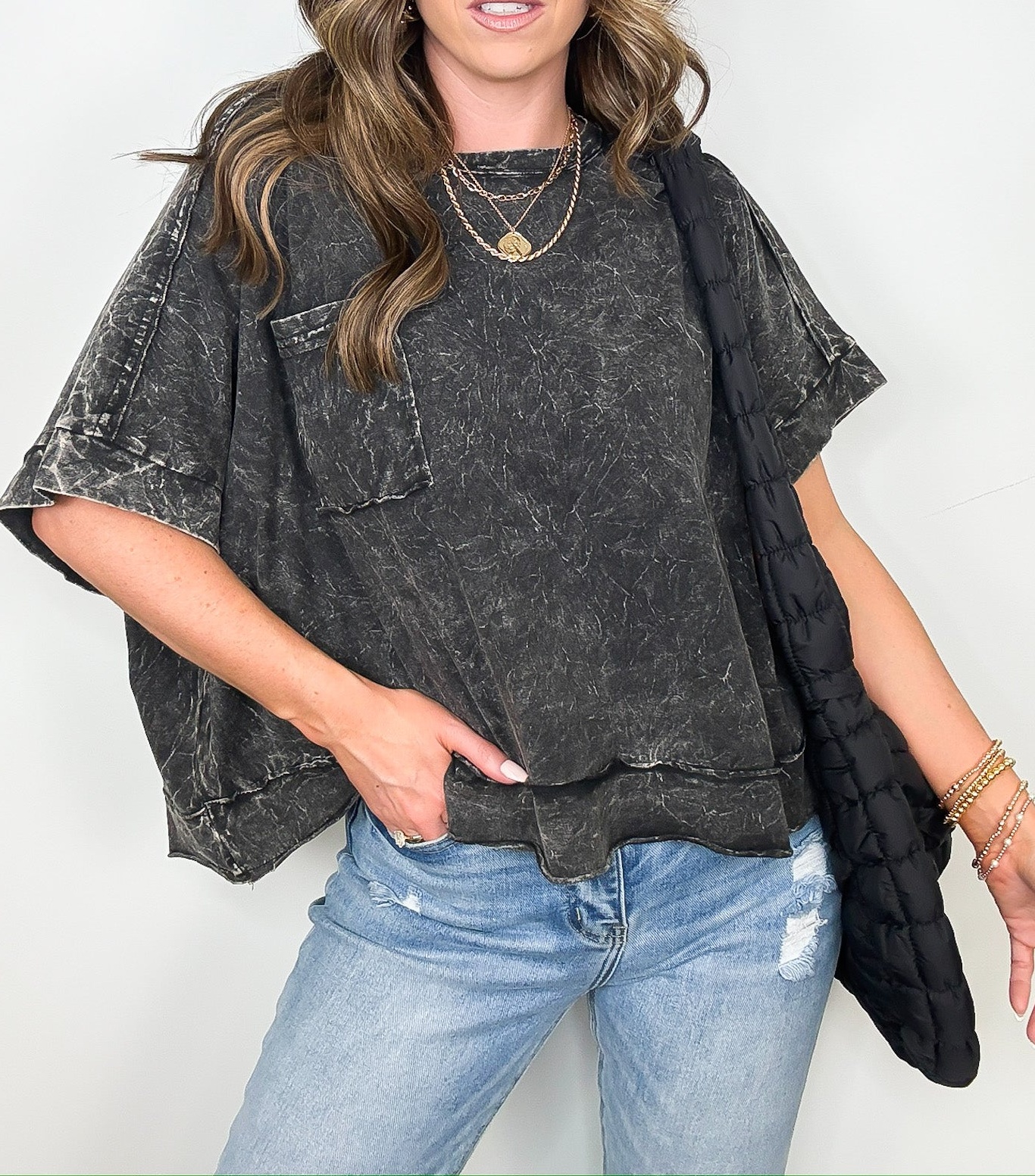 Vivid Aura Mineral Wash Oversized Tee