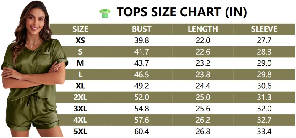 Silk Pajama for Women Short Sleeve Satin Pj Set