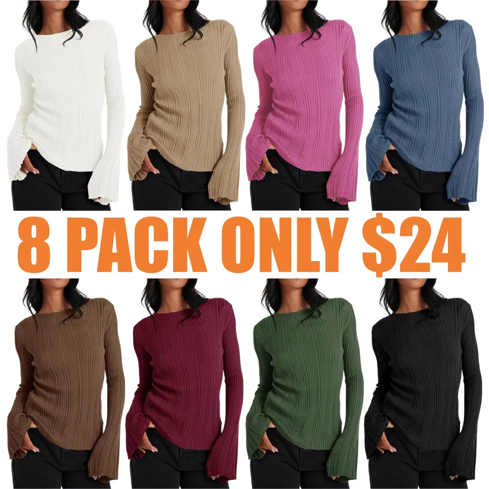 Women’s Bell Sleeve Knit Top – Lightweight Fall Pullover