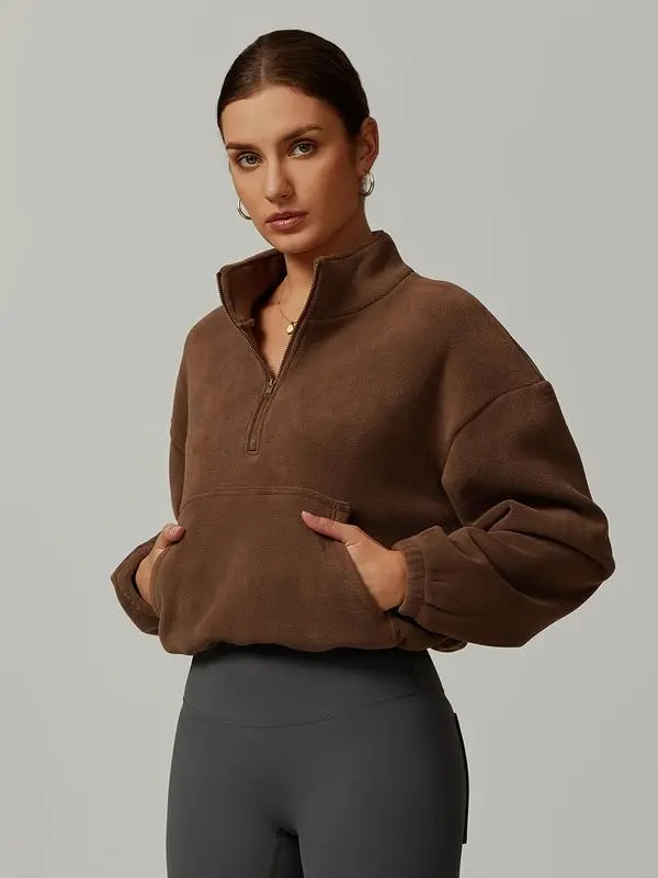 Women's Sporty Hooded Sweatshirt with Drawstring and Pocket