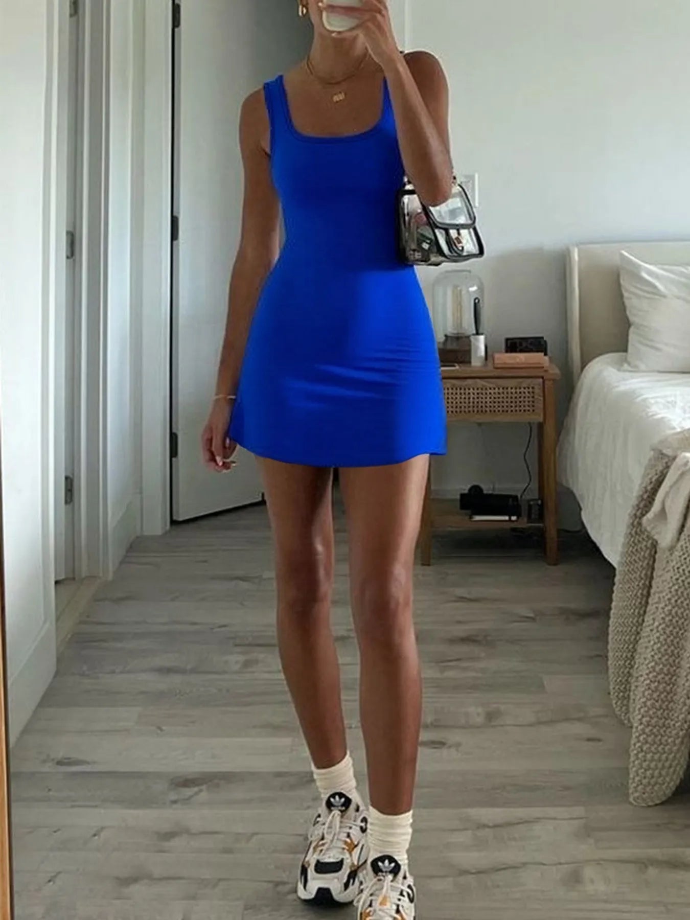 Square Neck Bodycon Mini Tank Dress