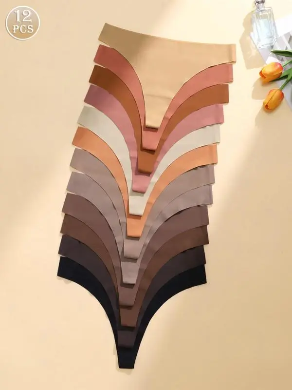 Women's Solid Color & Leopard Print Seamless Thong (Less than $1 each!)