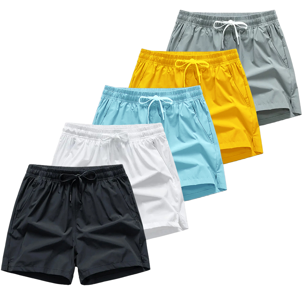 Men's Zipper Pocket Shorts, Regular Fit Casual Drawstring Waist Shorts for Daily Outdoor Wear
