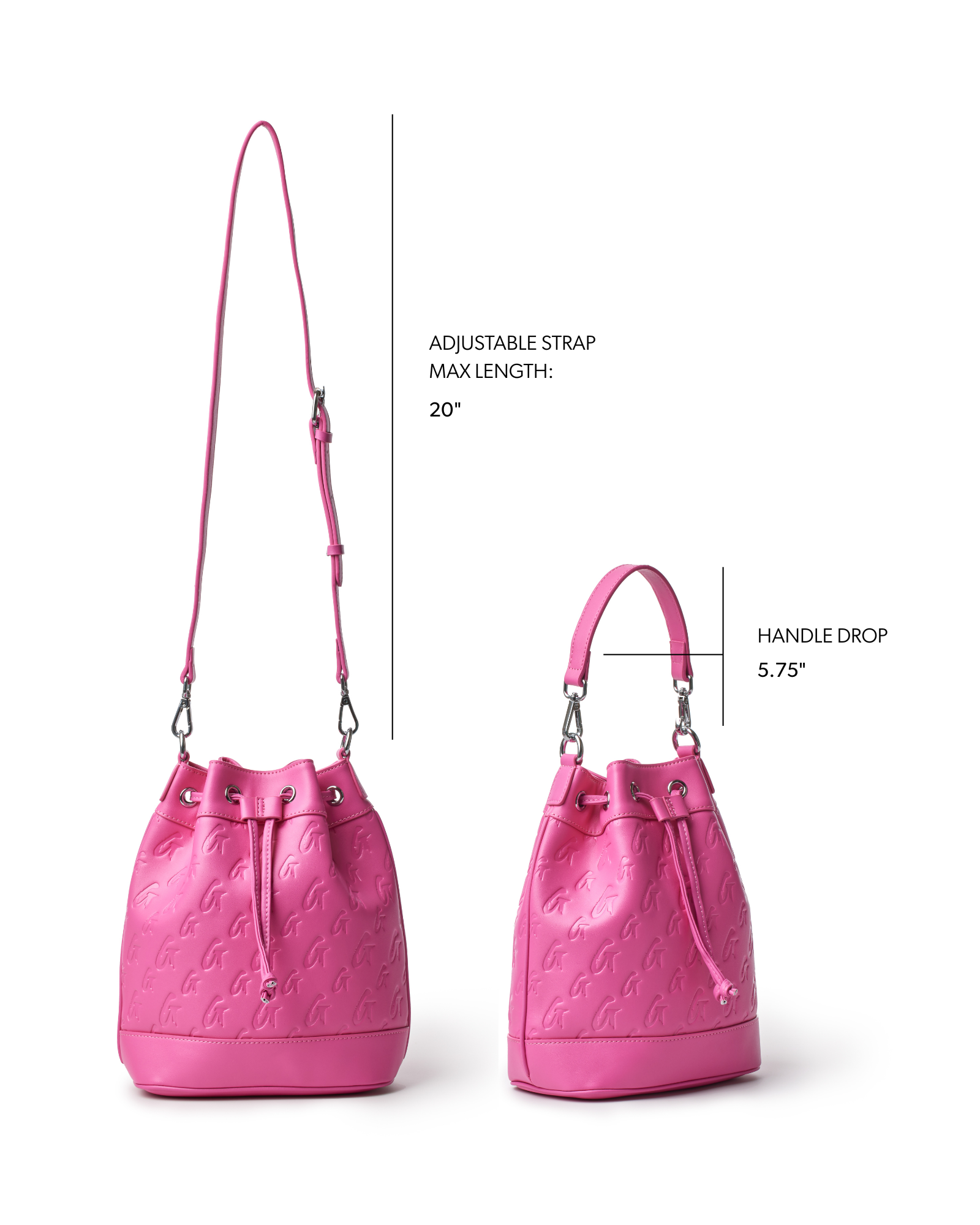 MEDIUM MONOGRAM BUCKET BAG - HOT PINK