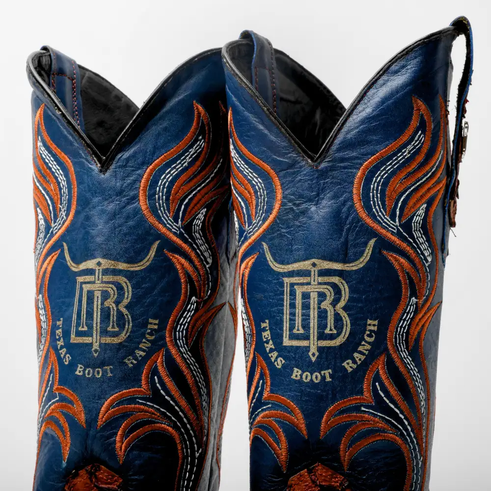 Cognac Mini Pirarucu Leather Boots - Square Toe