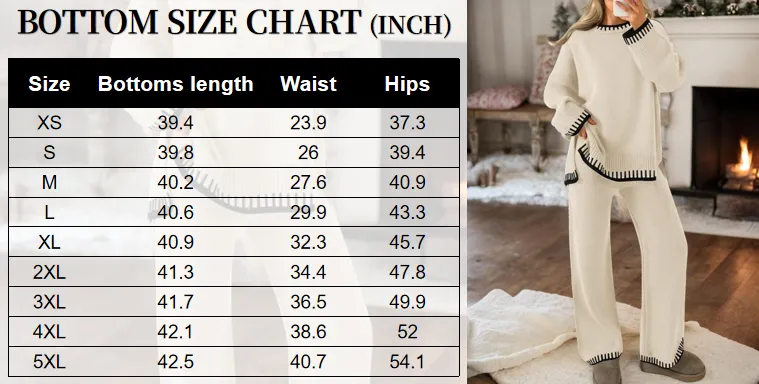 Women's Round Neck Colorblock Sweater Top and Long Sweatpants Set