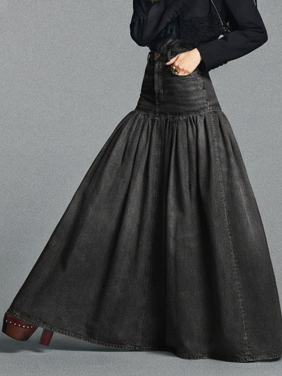 Casual Maxi Denim Skirt