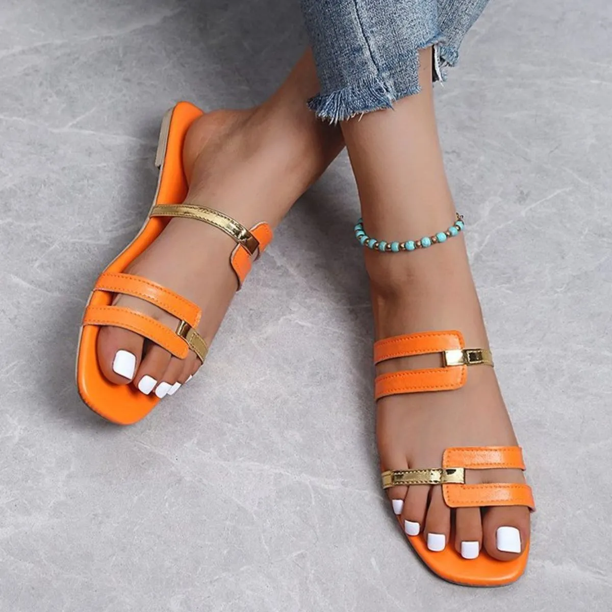 Open Toe Flats Sandals (multiple color options)