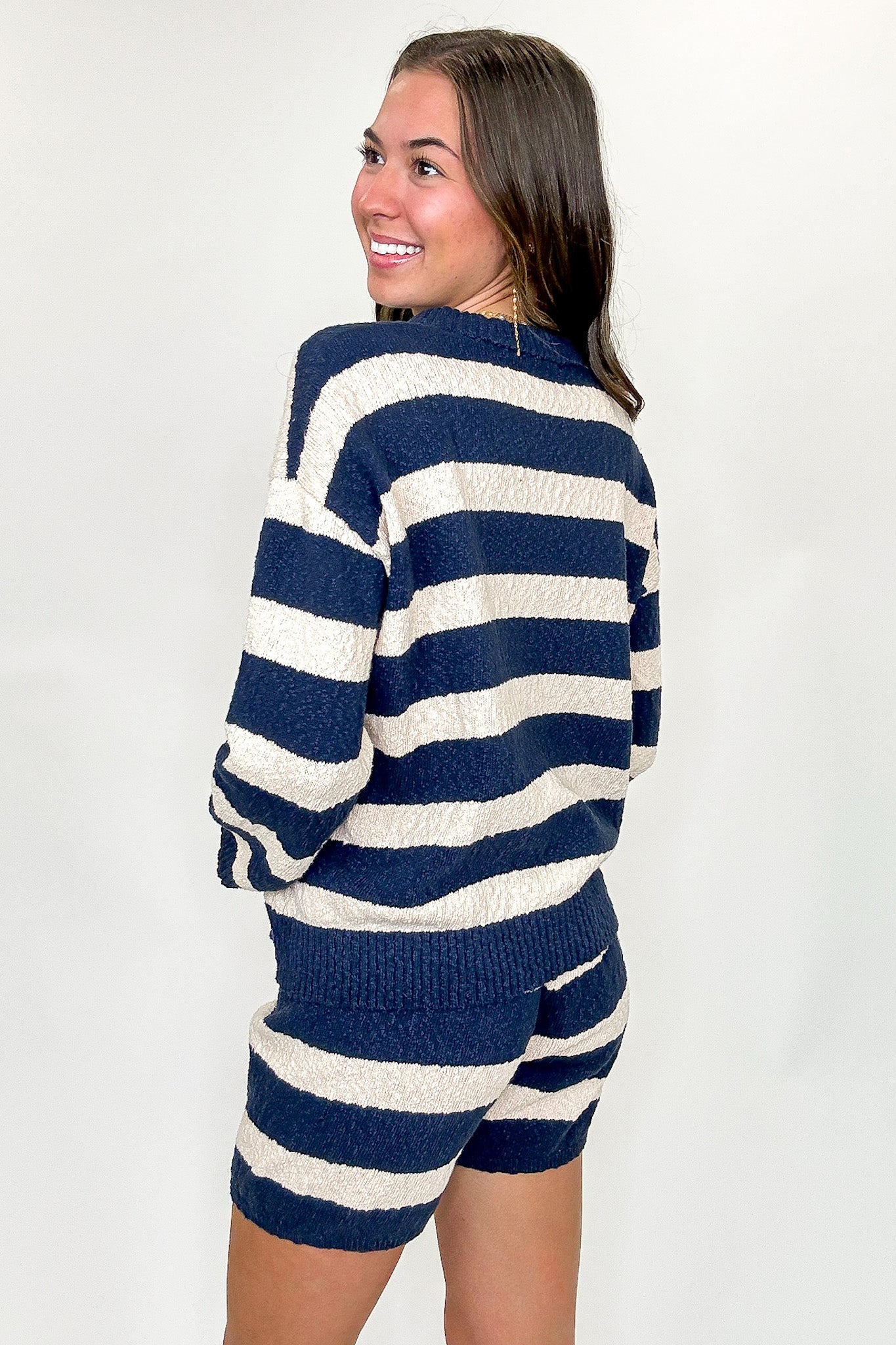 Striped Knit Top and Shorts Set