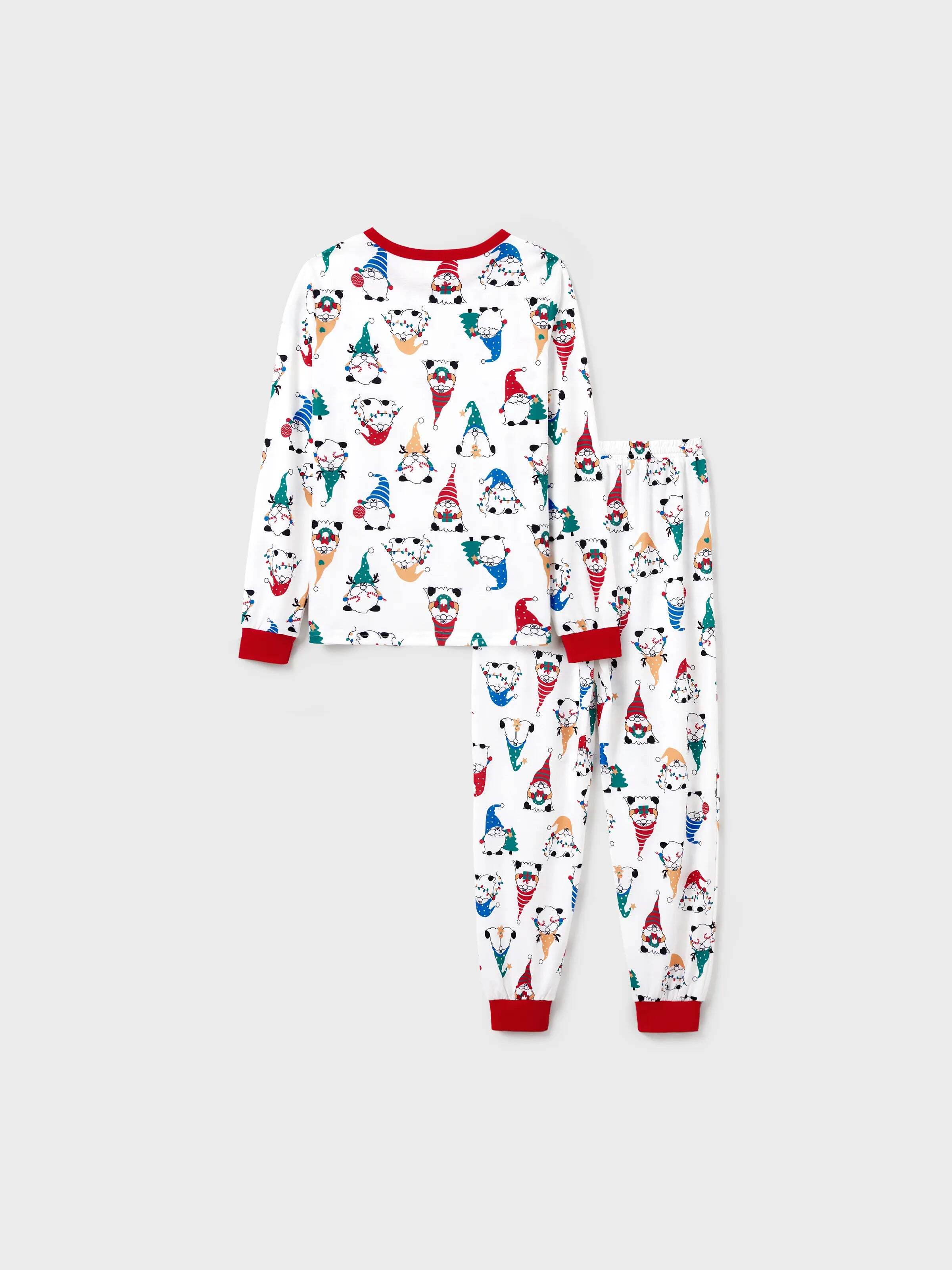 Christmas Matching Family Pajamas Set Christmas Gnome Print PJS with Christmas Socks Red