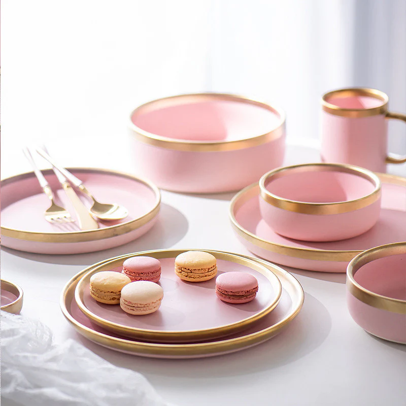 Pink & Gold Porcelain Dinnerware