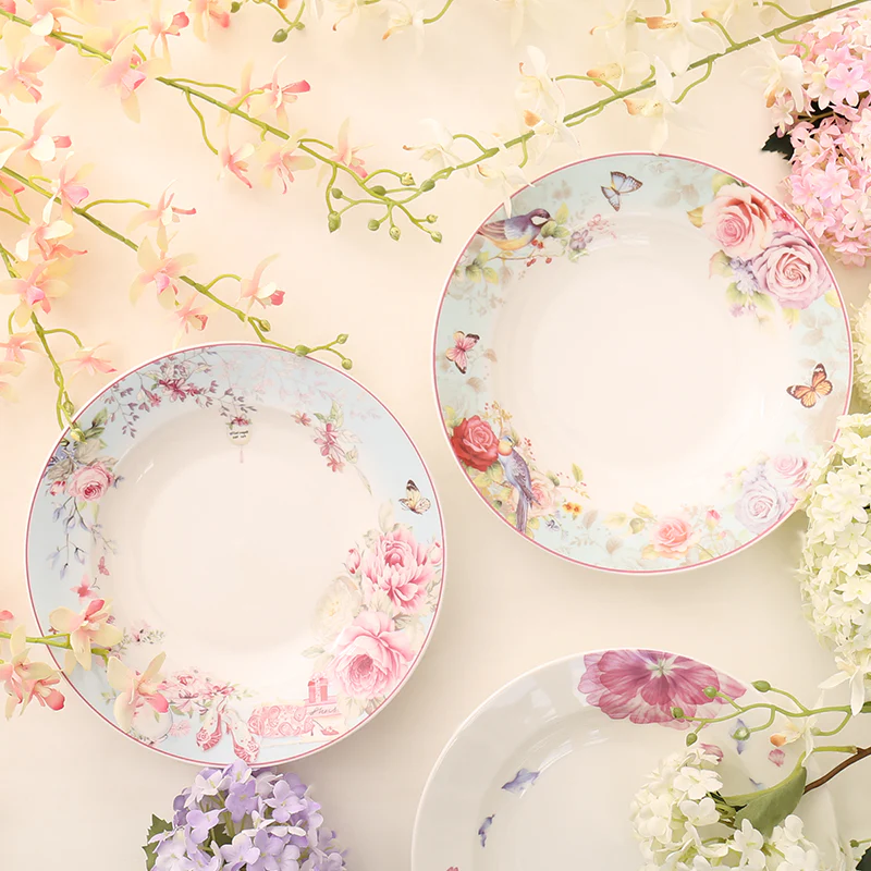 Pink Flowers Bone China Bowl