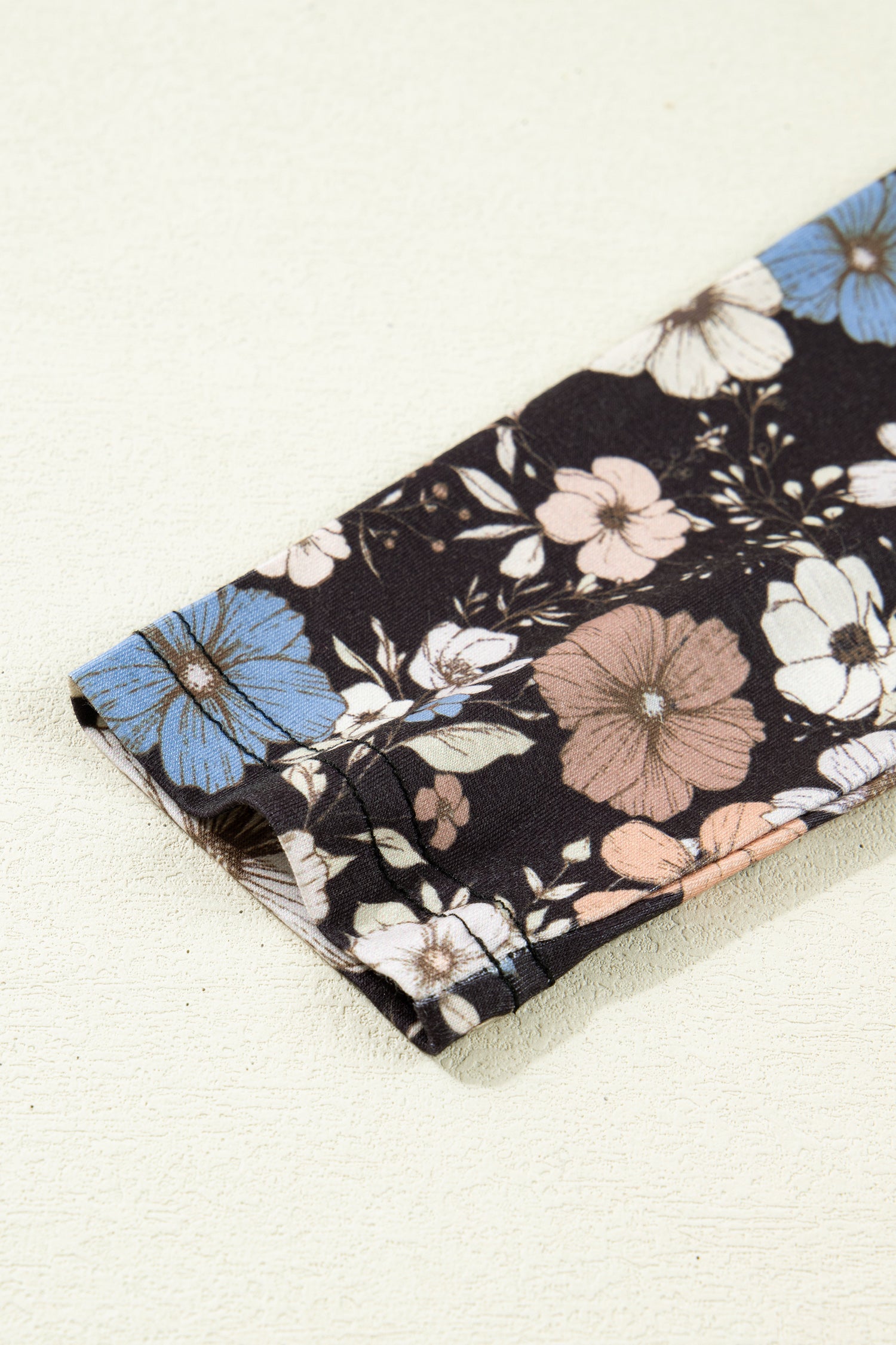 Black Floral Print Slim Long Sleeve T Shirt