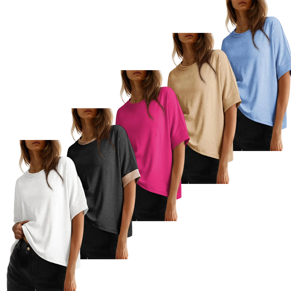 Women's Tops for Women 2026 Loose Oversized Basic Tee Comfortable Soft Fabric Flattering Fit - Womenswear