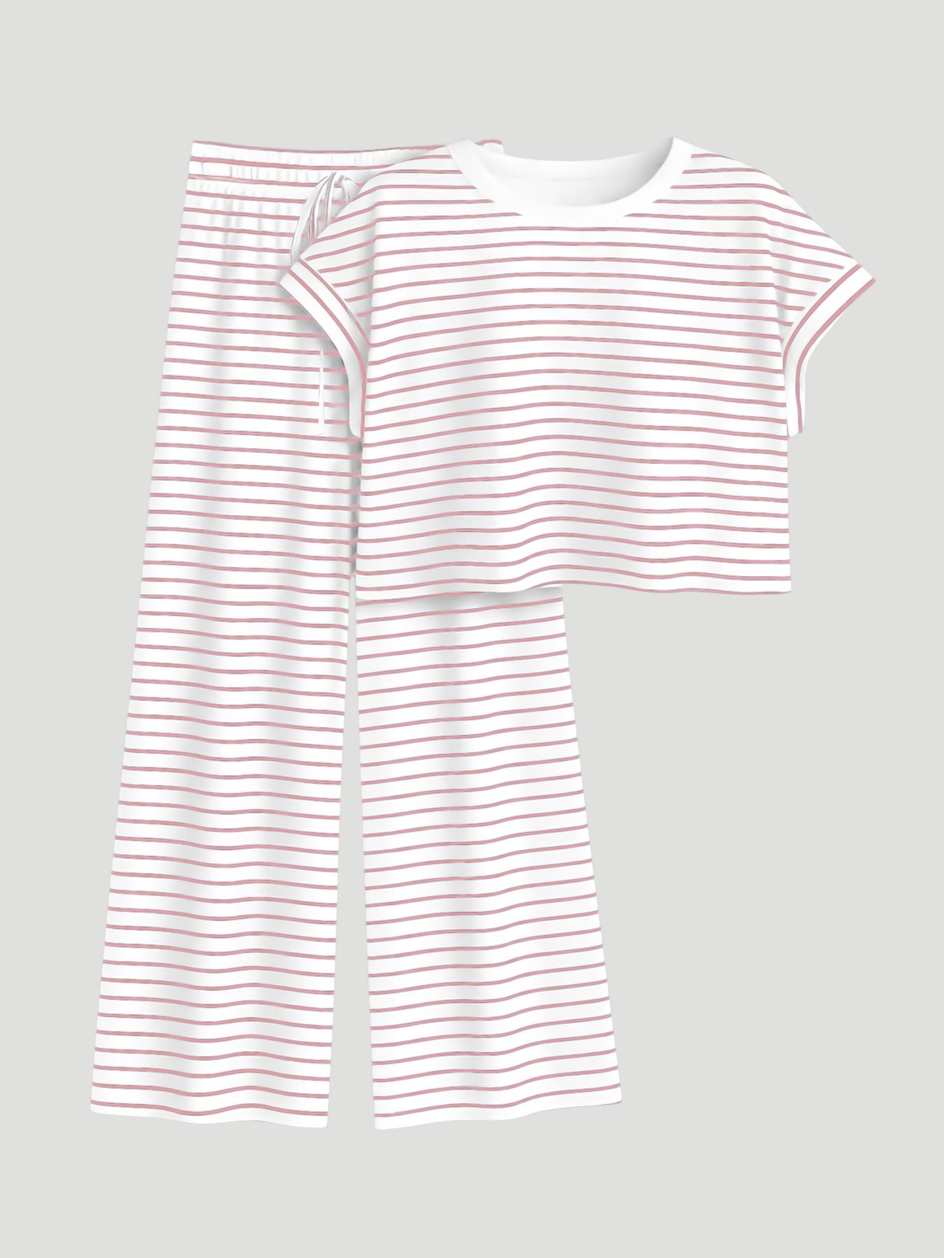 Women's 2-Piece Stripe Cross Back Lounge Set