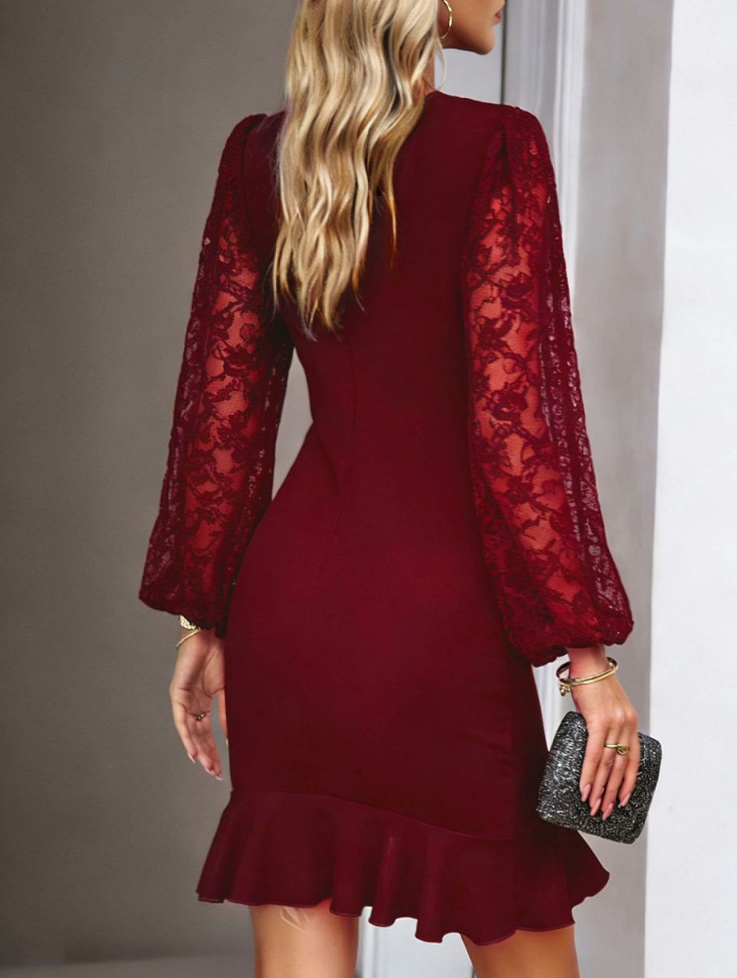 Lace Puff Sleeve Dress