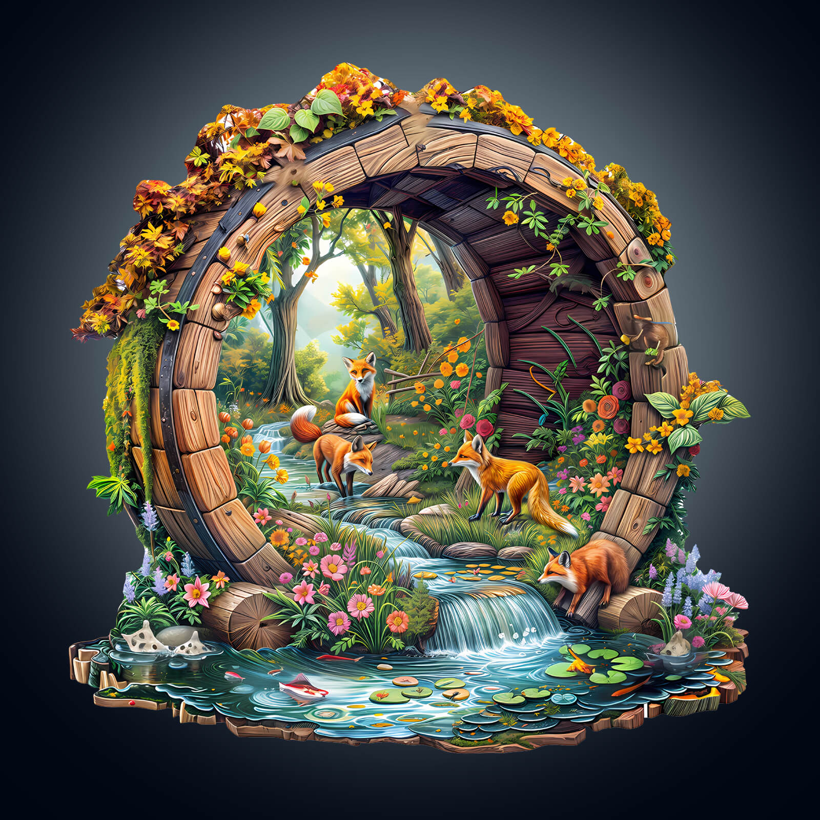 Happy foxes-2 Wooden Jigsaw Puzzle