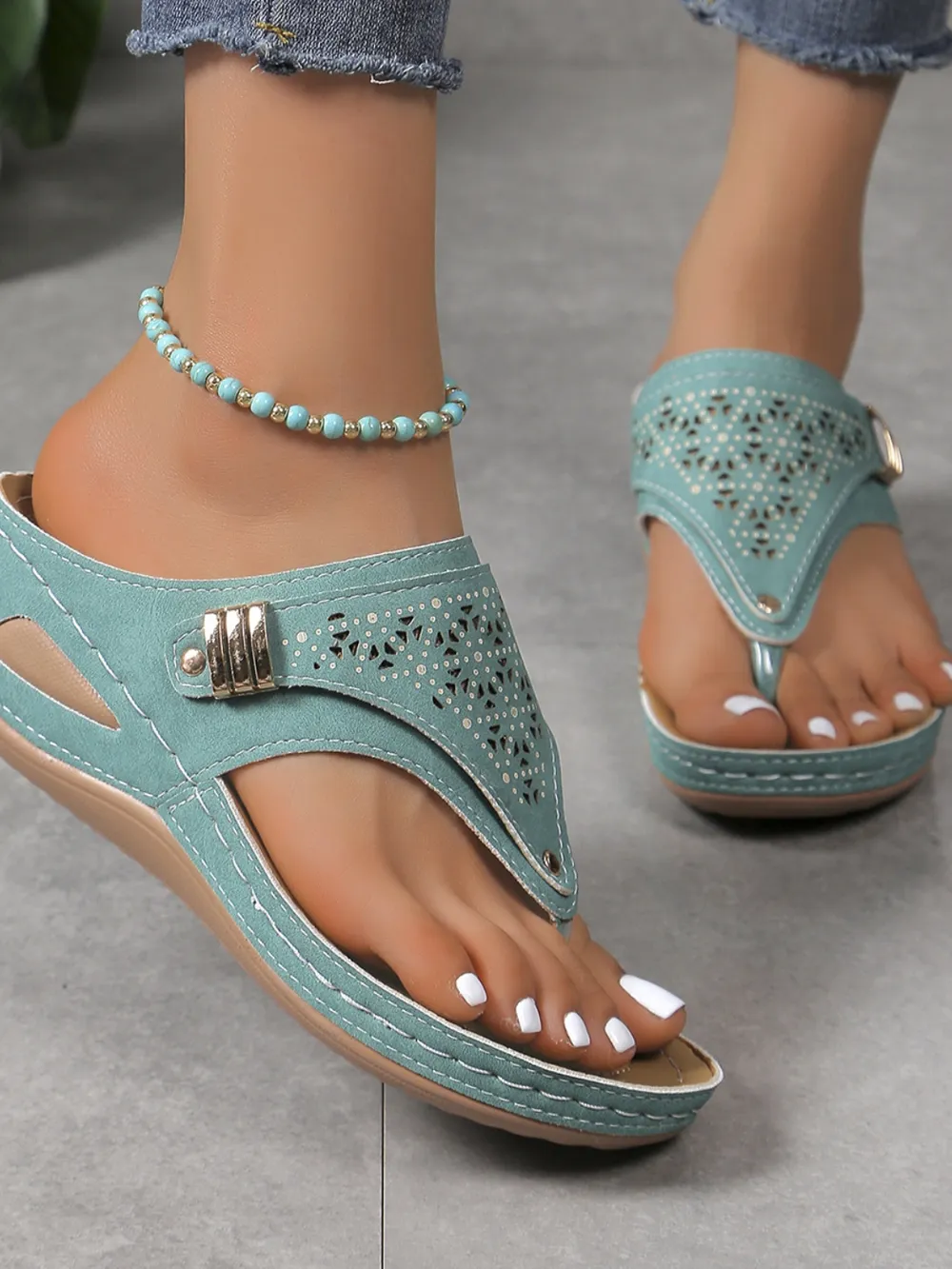 Cutout Toe Post PVC Sandals (multiple color options)