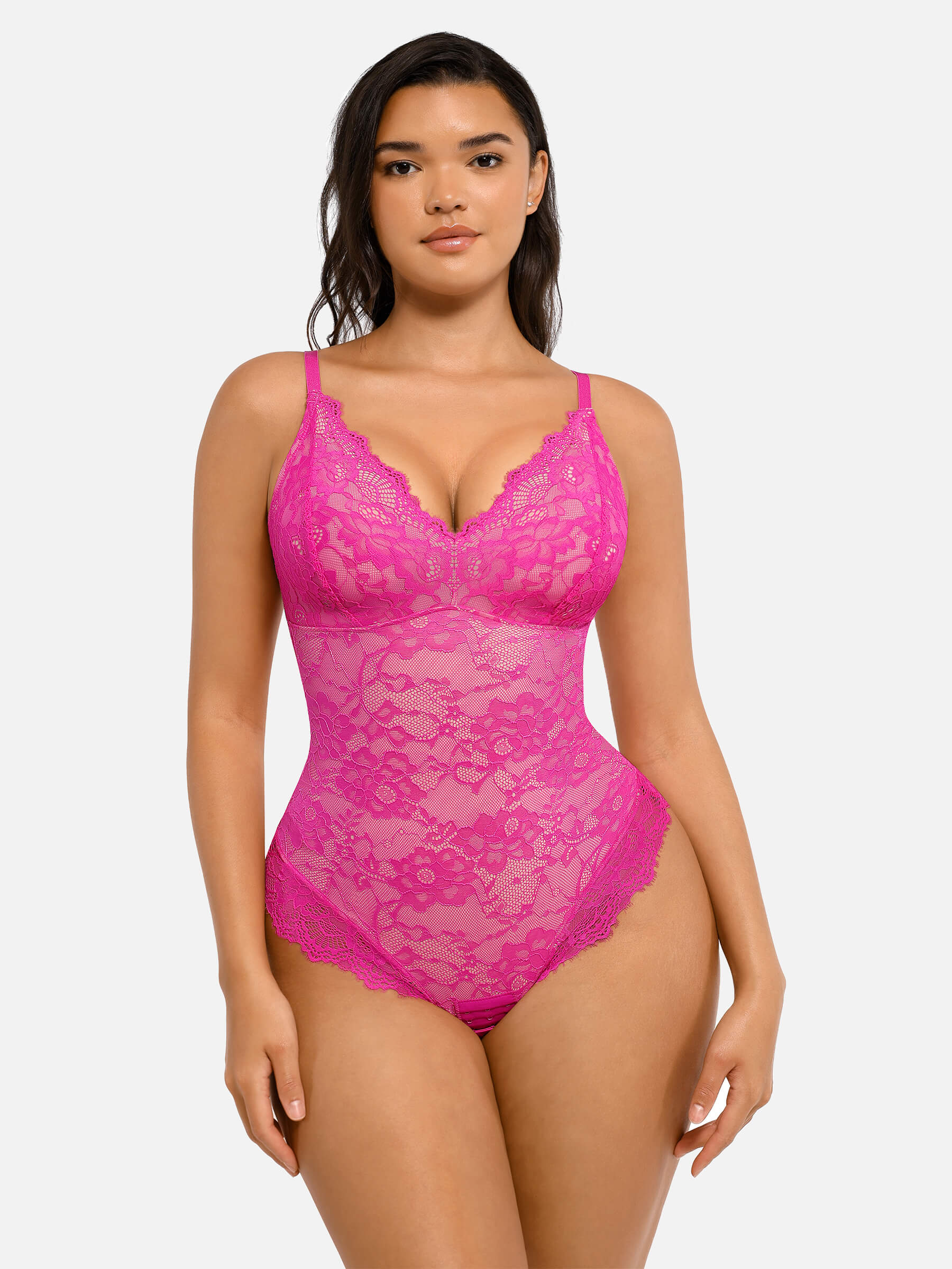 Feelingirl Lace V Neck Full Bodysuit