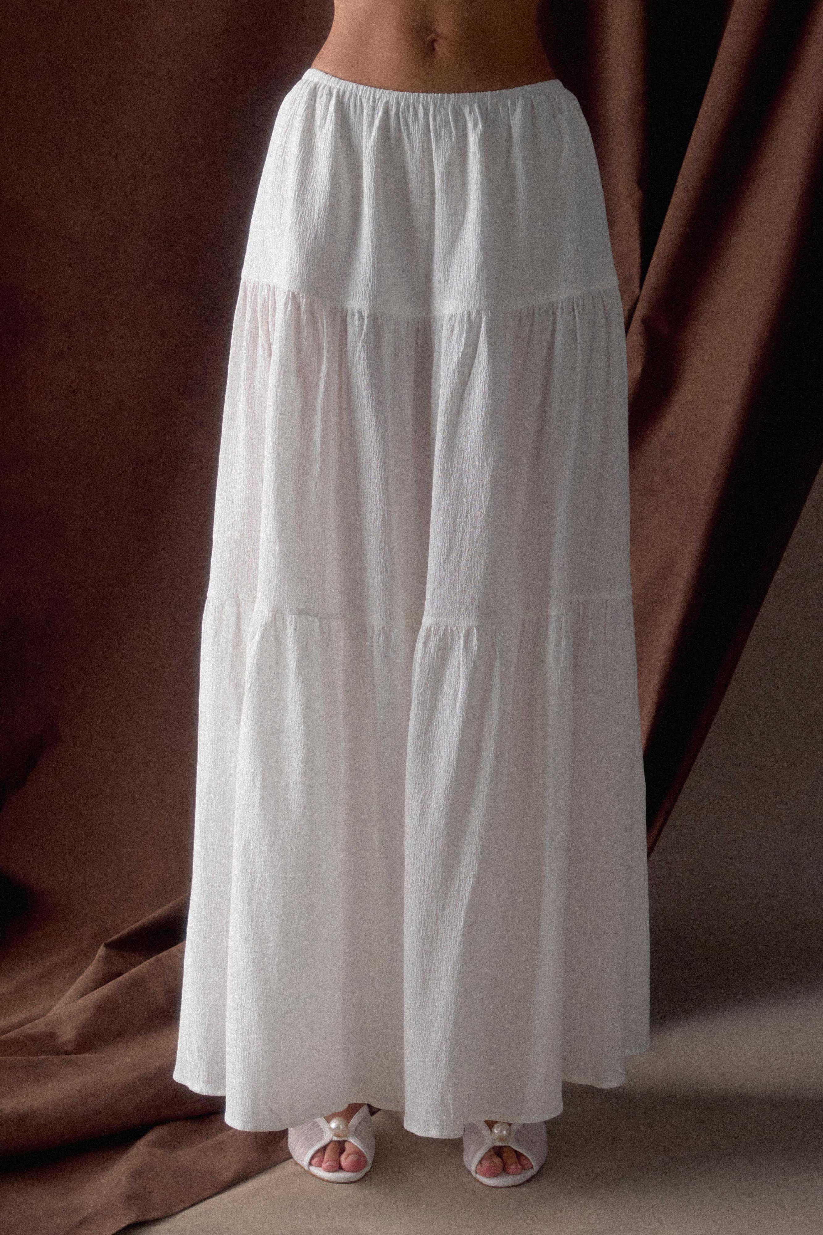 White Cotton Maxi Skirt