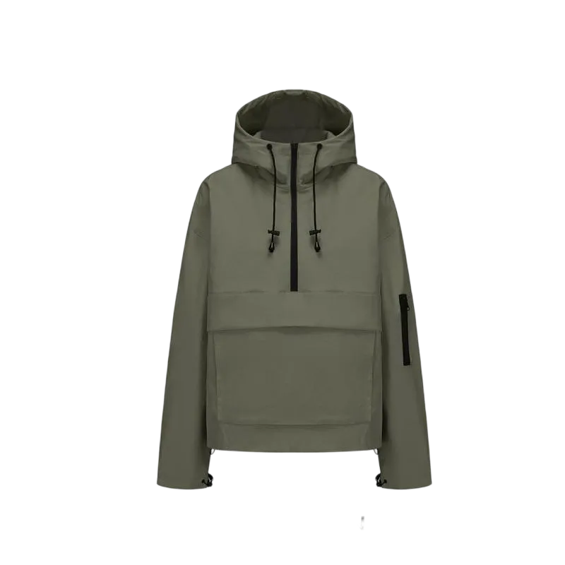 Woman Waterproof Oversized Fall Hoodie Coat Warm Half Zip Rain Jacket