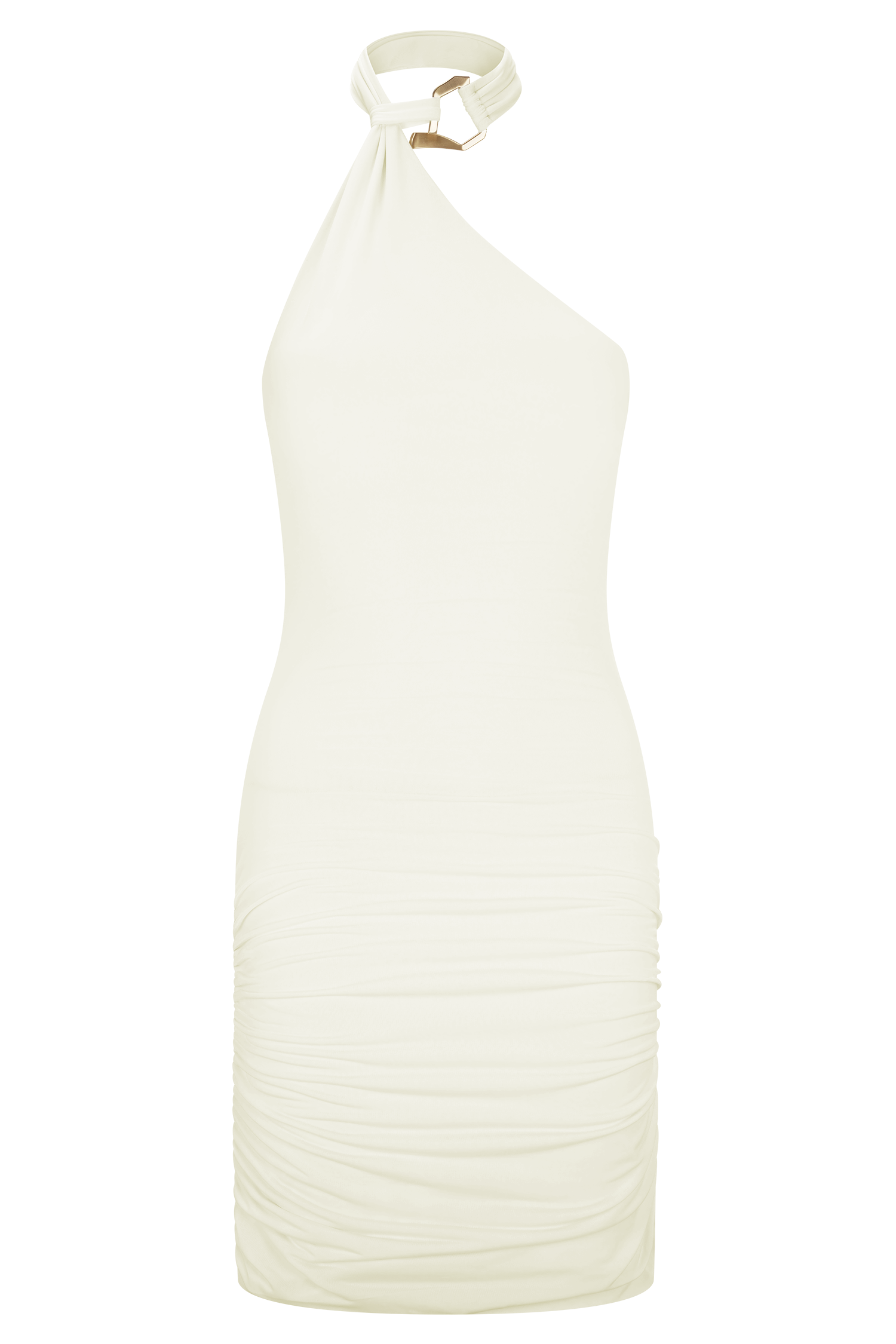 Ivory Slinky Halter Mini Dress