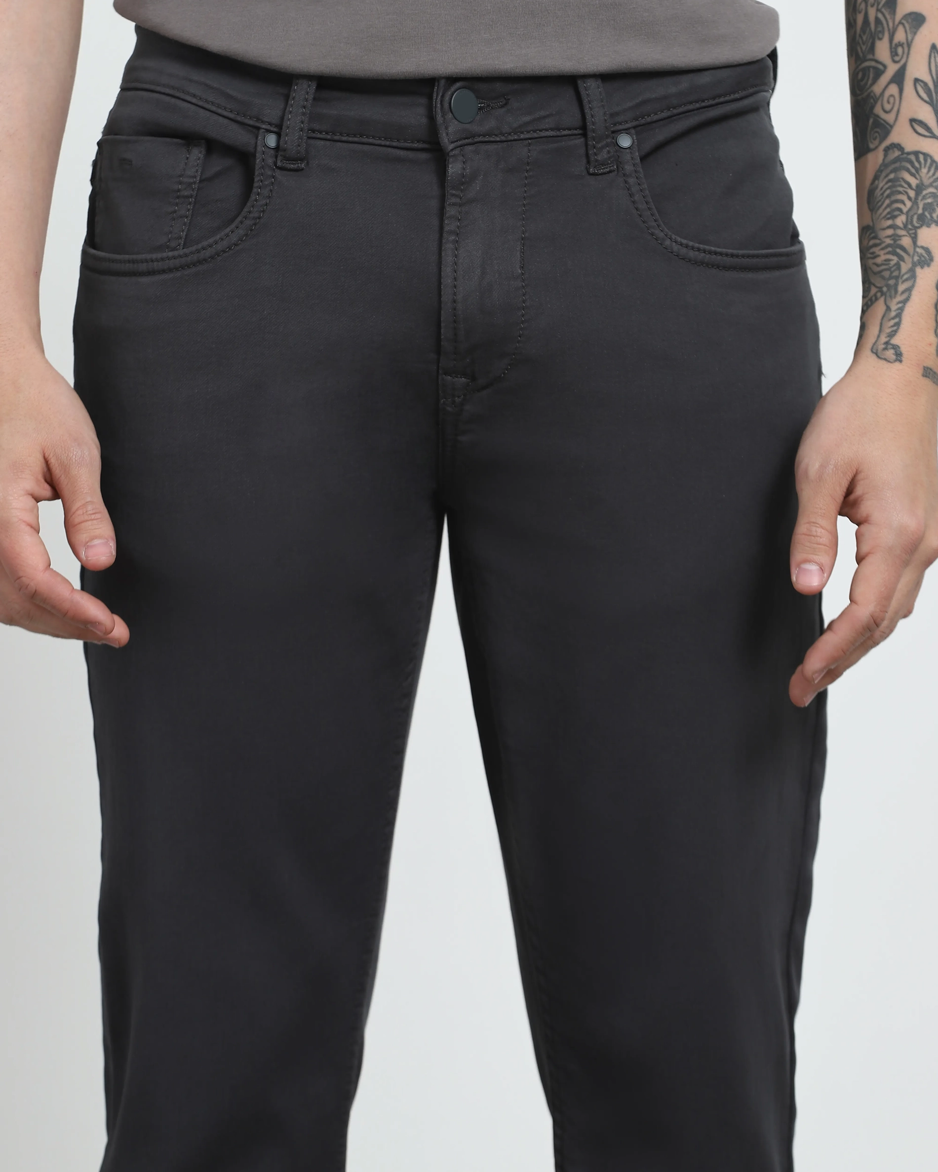 Classic Comfortable Straight Grey Jeans