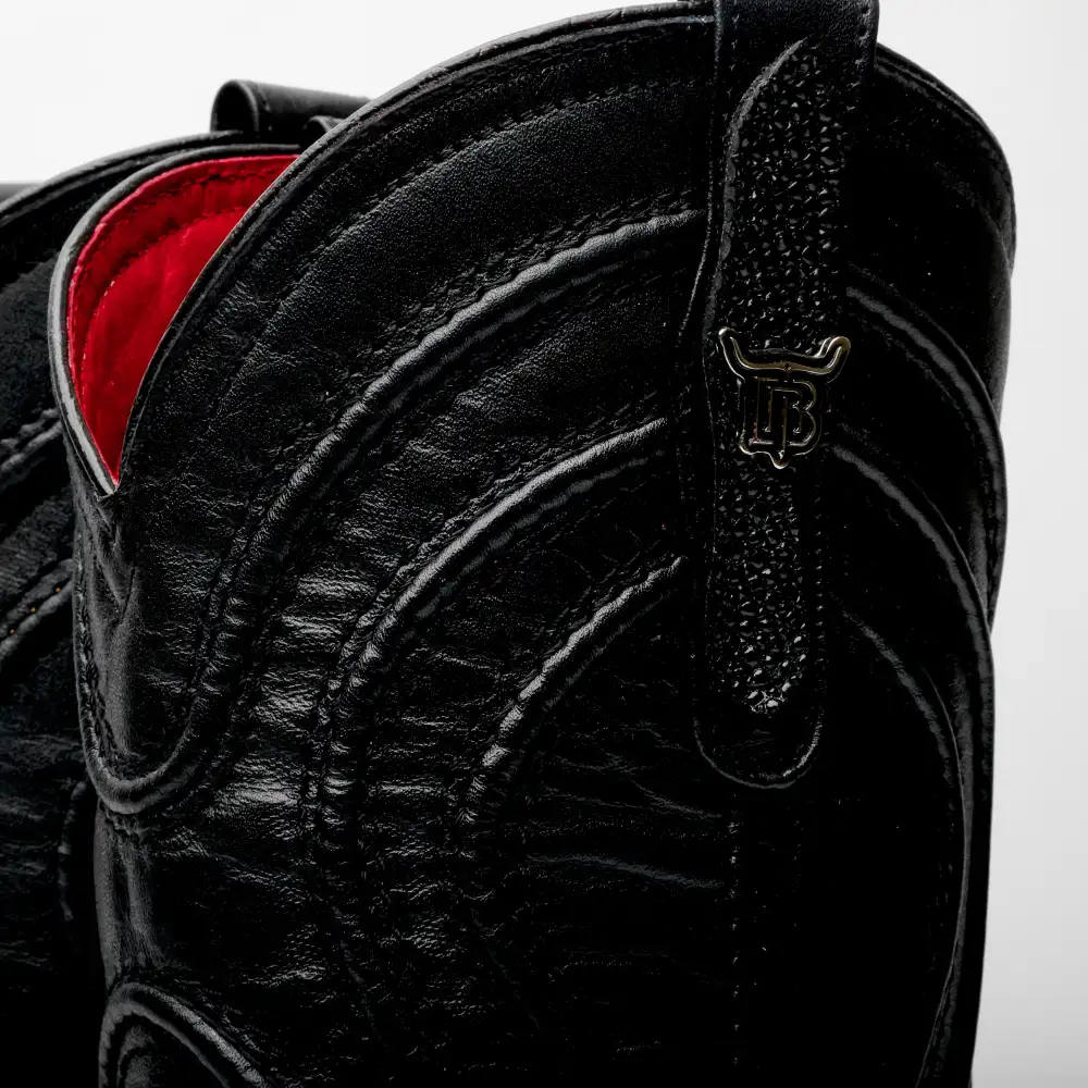 Black Stingray Leather Boots - Square Toe
