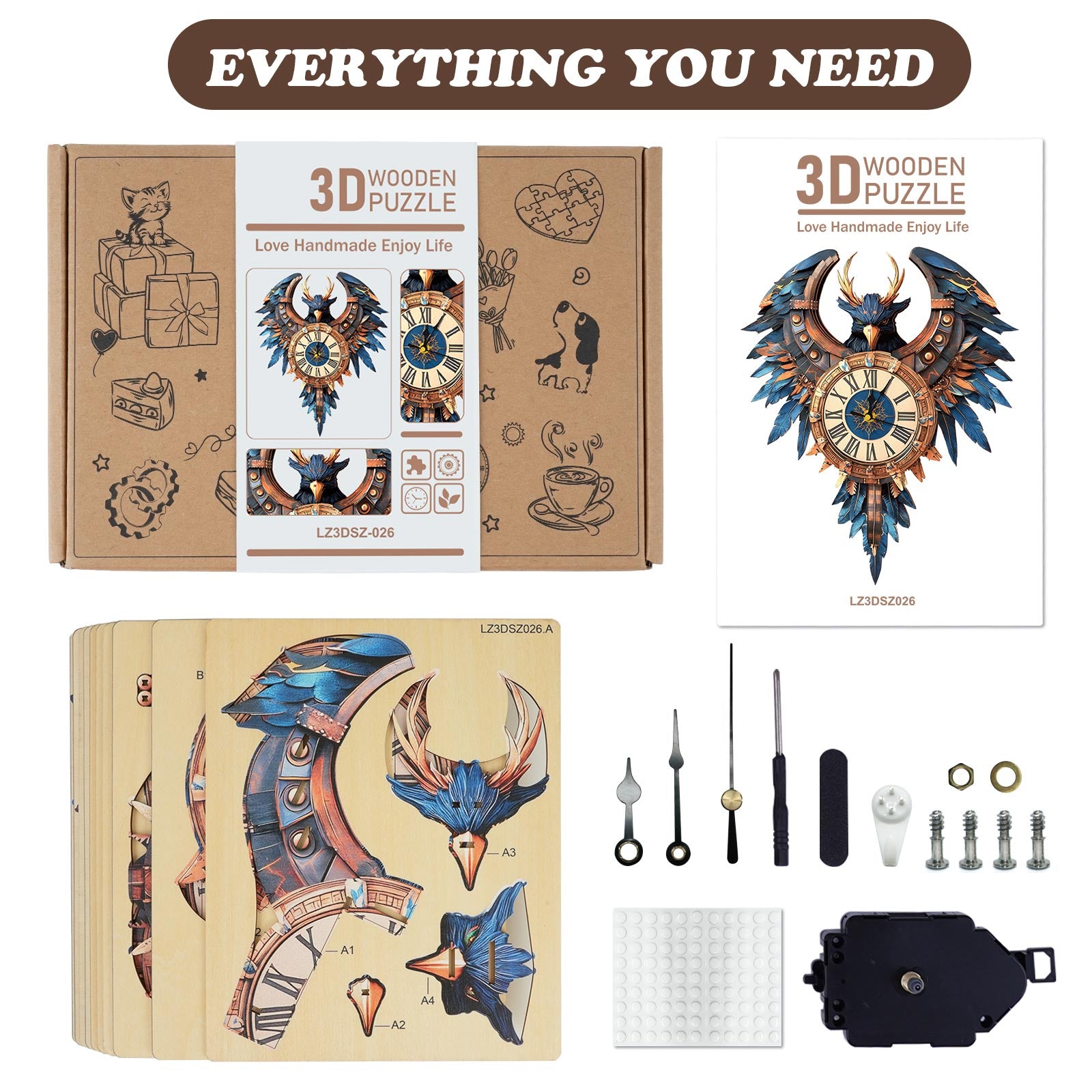 Thunderbirdâ€“ DIY Wooden Clock, 3D Puzzle Craft Kit