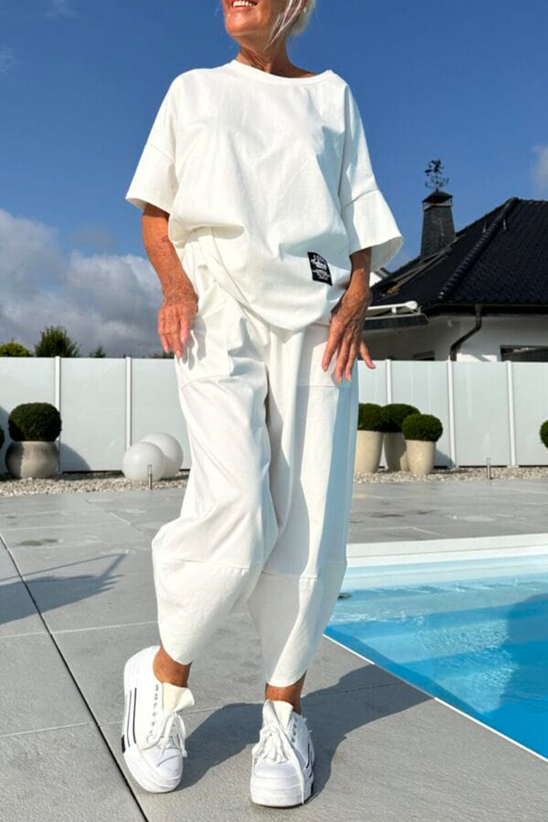 Women Round Neck Top + Pants Casual Suit