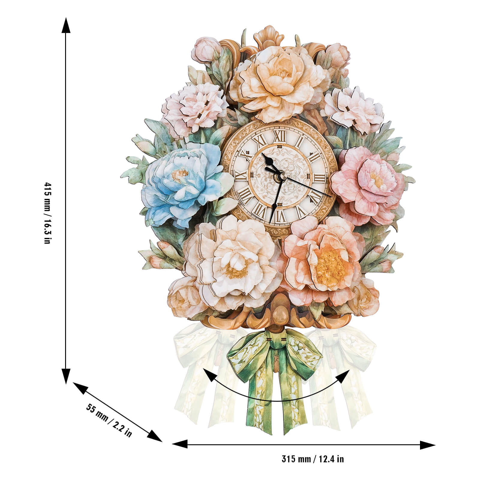Bouquetâ€“ DIY Wooden Clock, 3D Puzzle Craft Kit