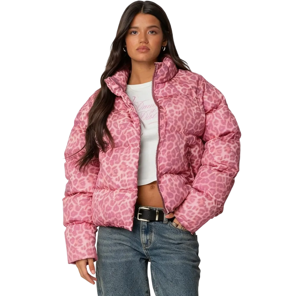 Leopard Printed Puffer Jacket