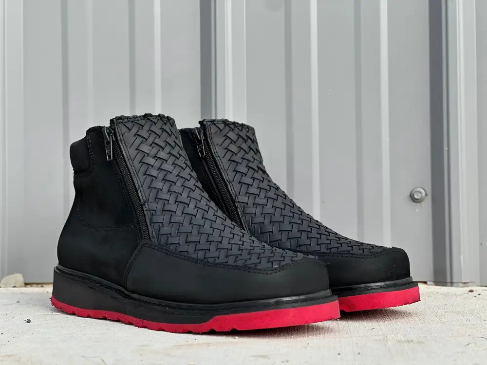 Men’s Black Basketweave Cowboy Shoes