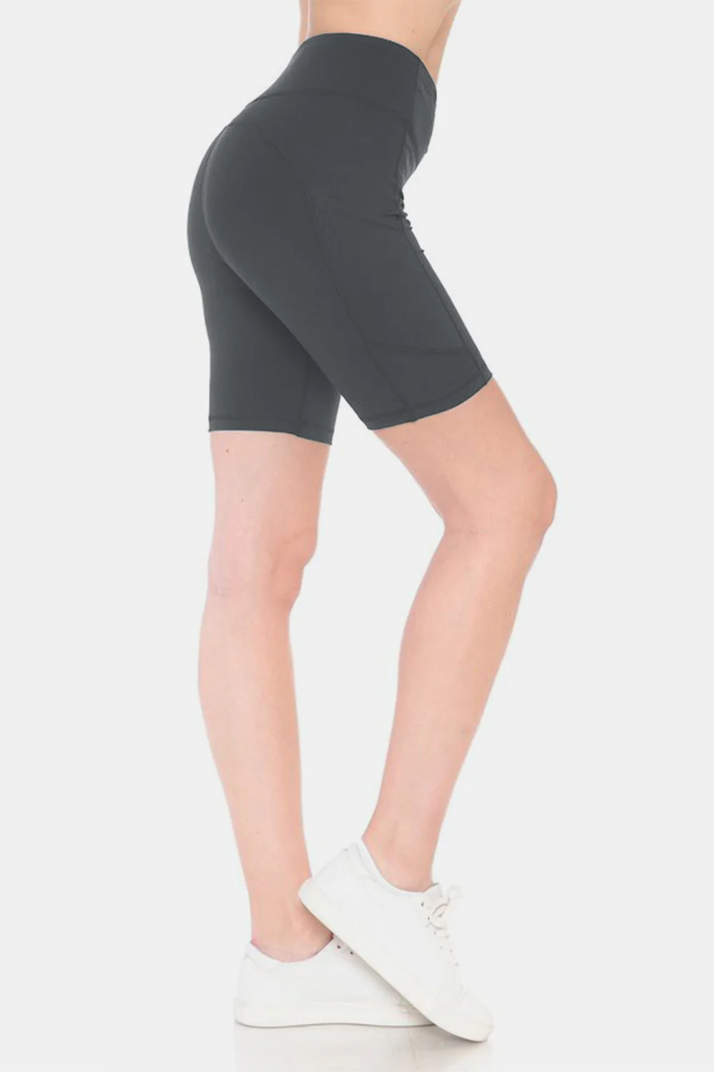 High Waist Active Shorts in Charcoal