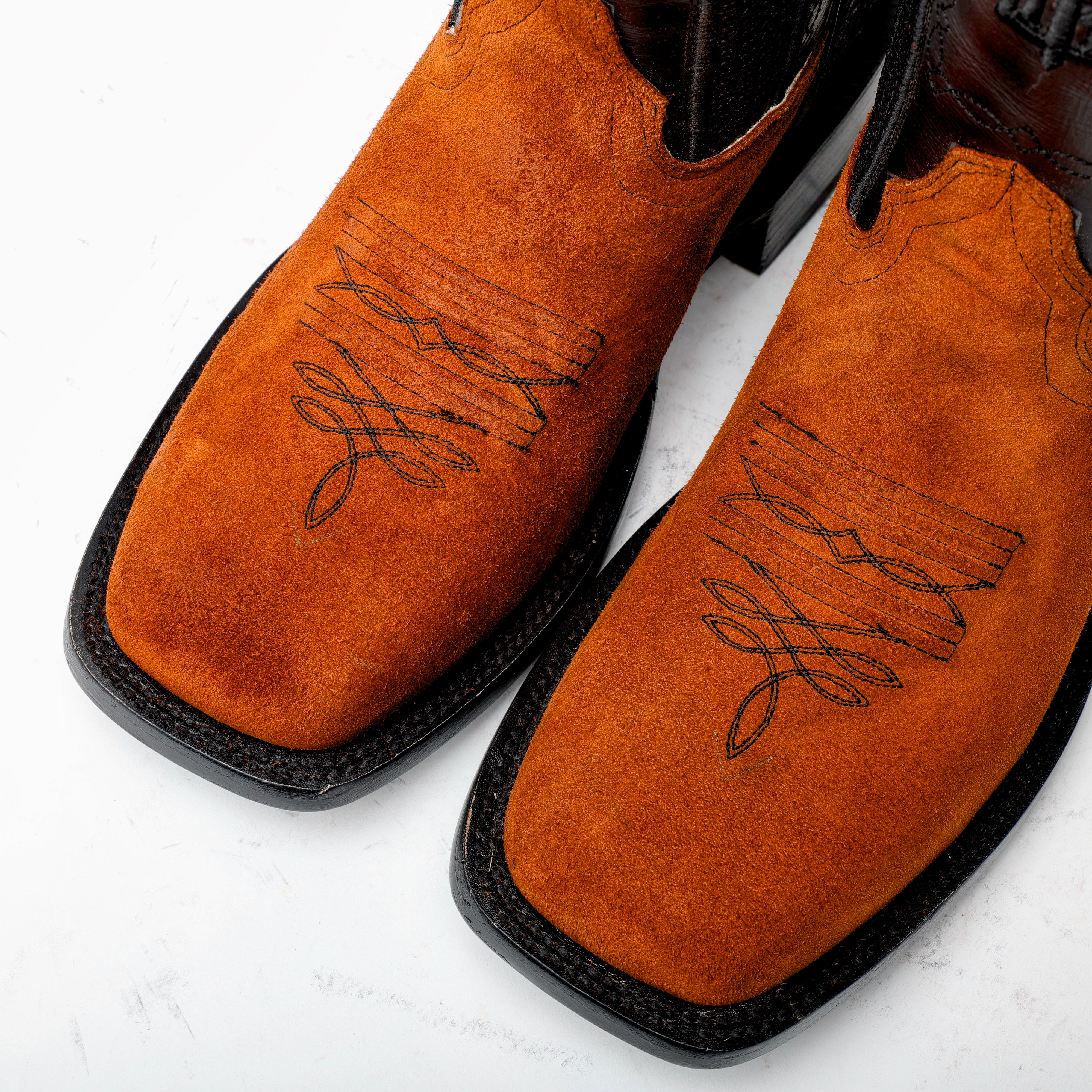 Cognac Rough-Out Boots - Square Toe