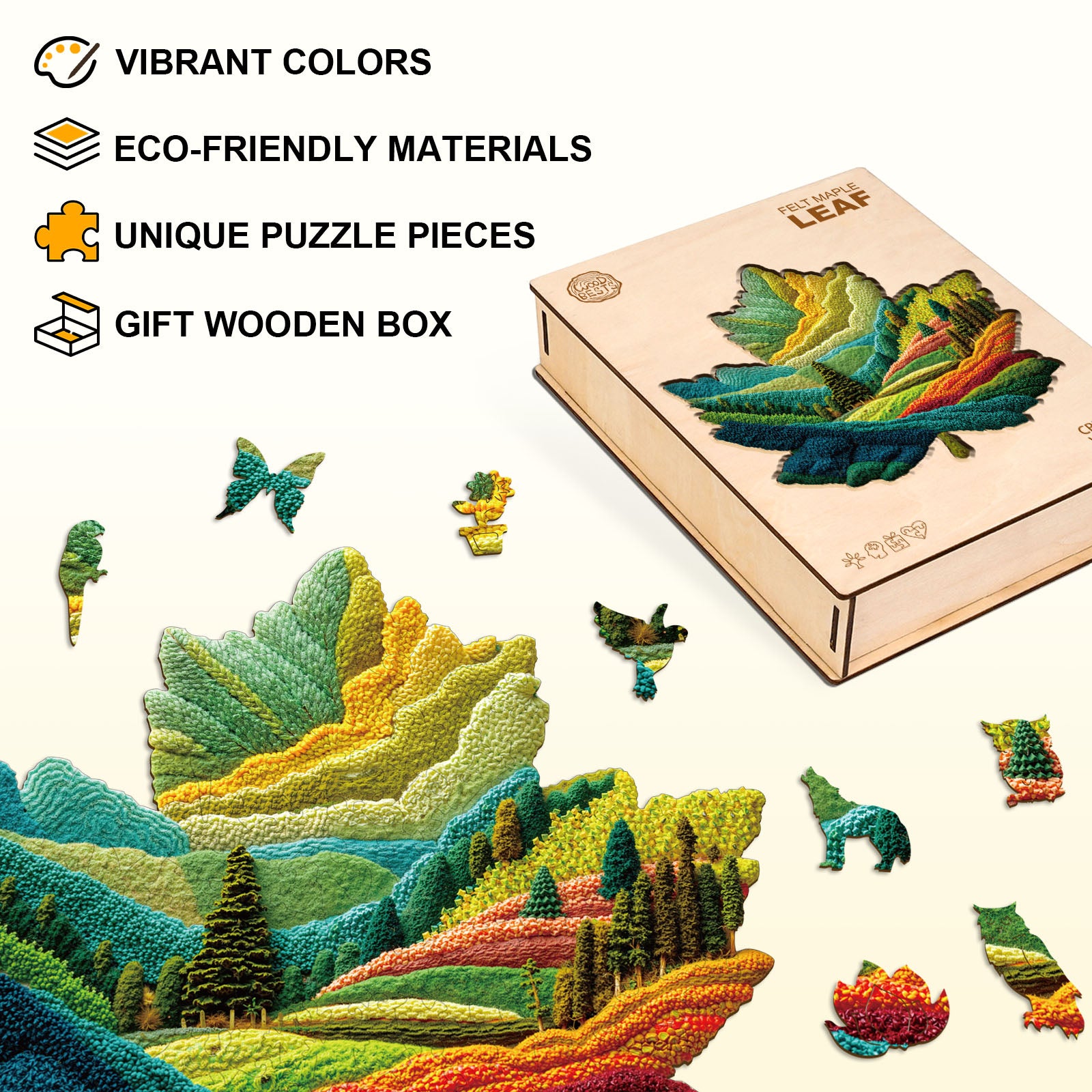 Felt maple leaf Wooden Jigsaw Puzzle