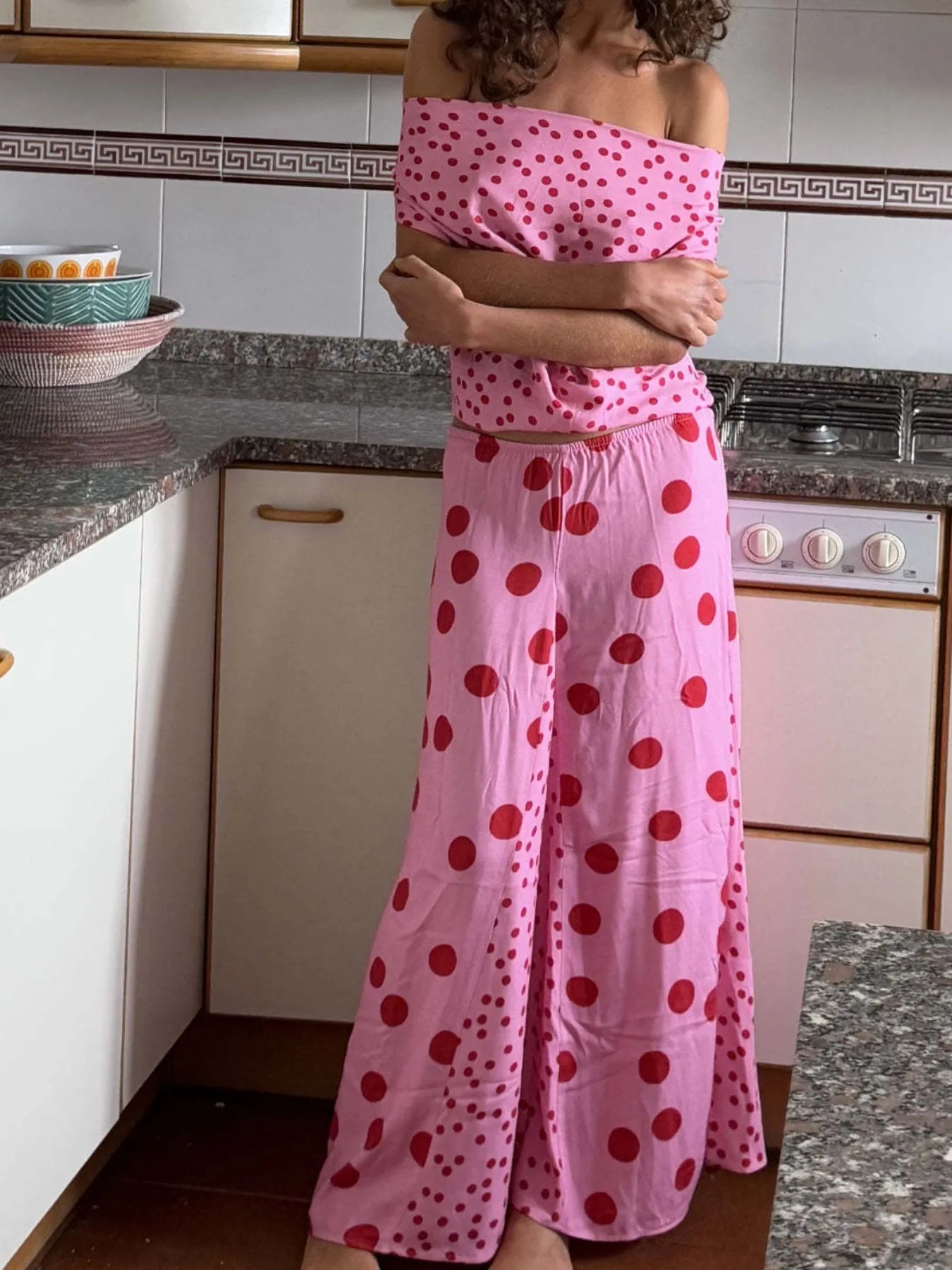 Polka Dot Top and Maxi Skirt Set