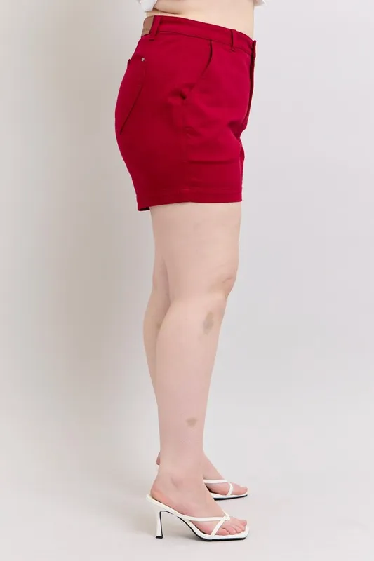 High Waist Tummy Control Garment Dyed Heart Shaped Denim Shorts