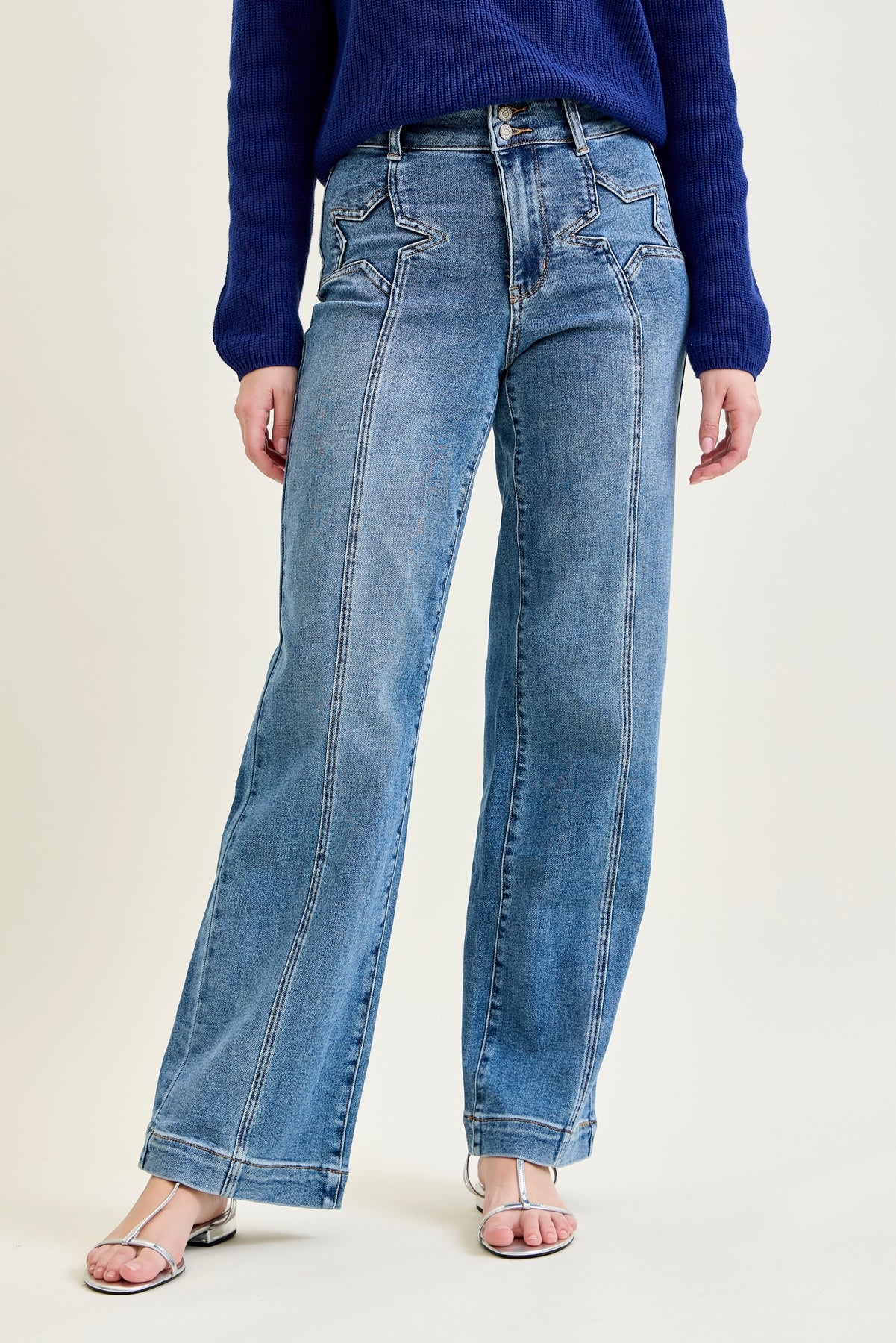 Eliza High Rise Wide Legs with Starry Flair