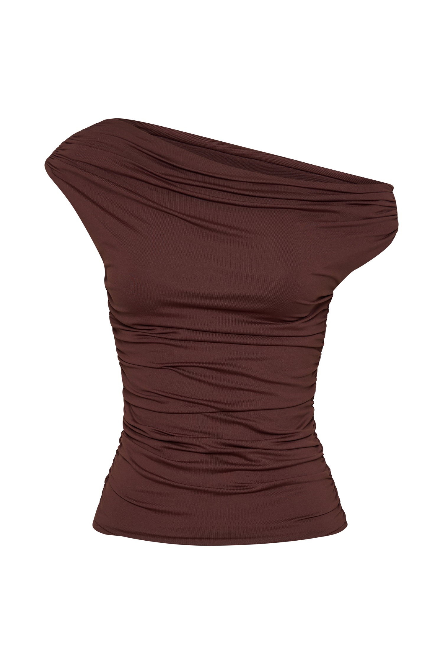 Chocolate Recycled Nylon Ruched Top