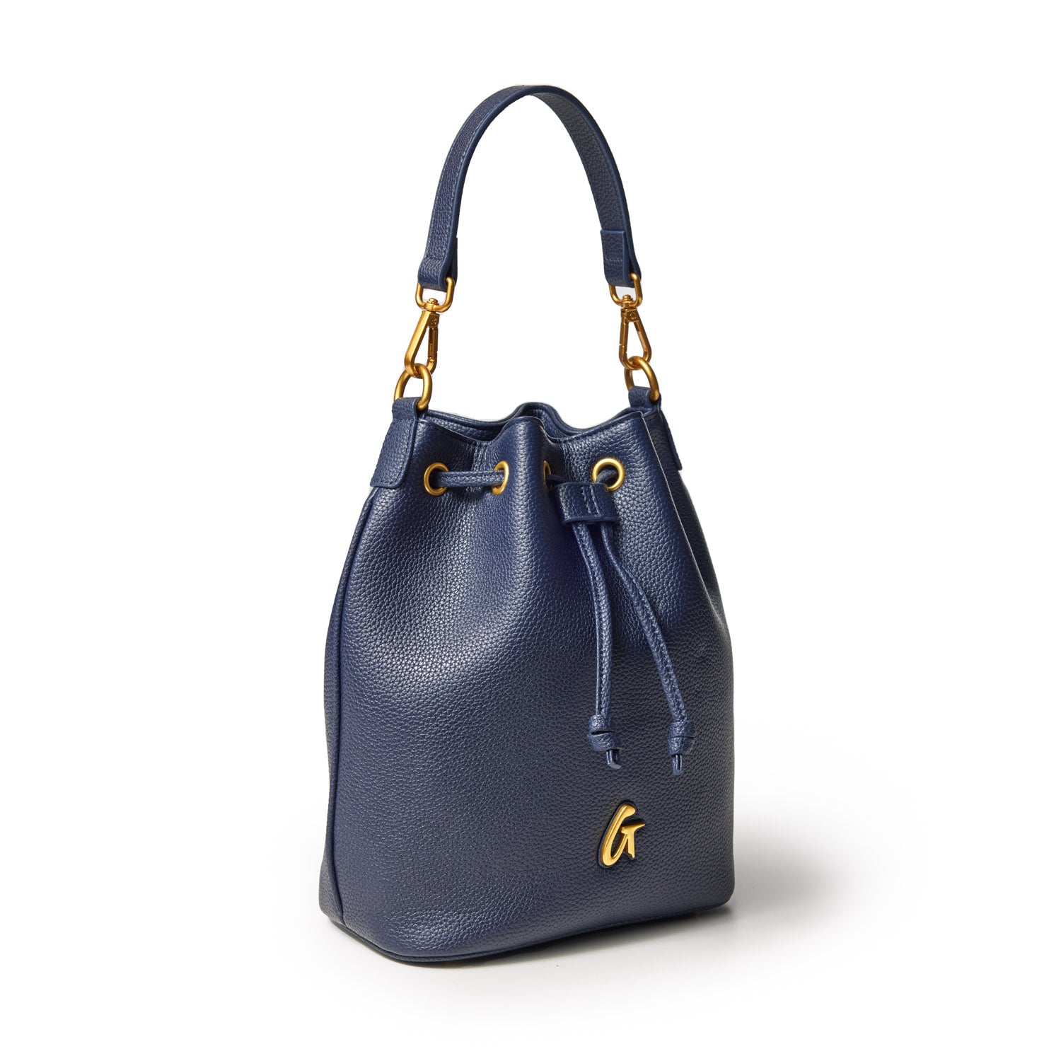 MEDIUM PEBBLE BUCKET BAG - NAVY