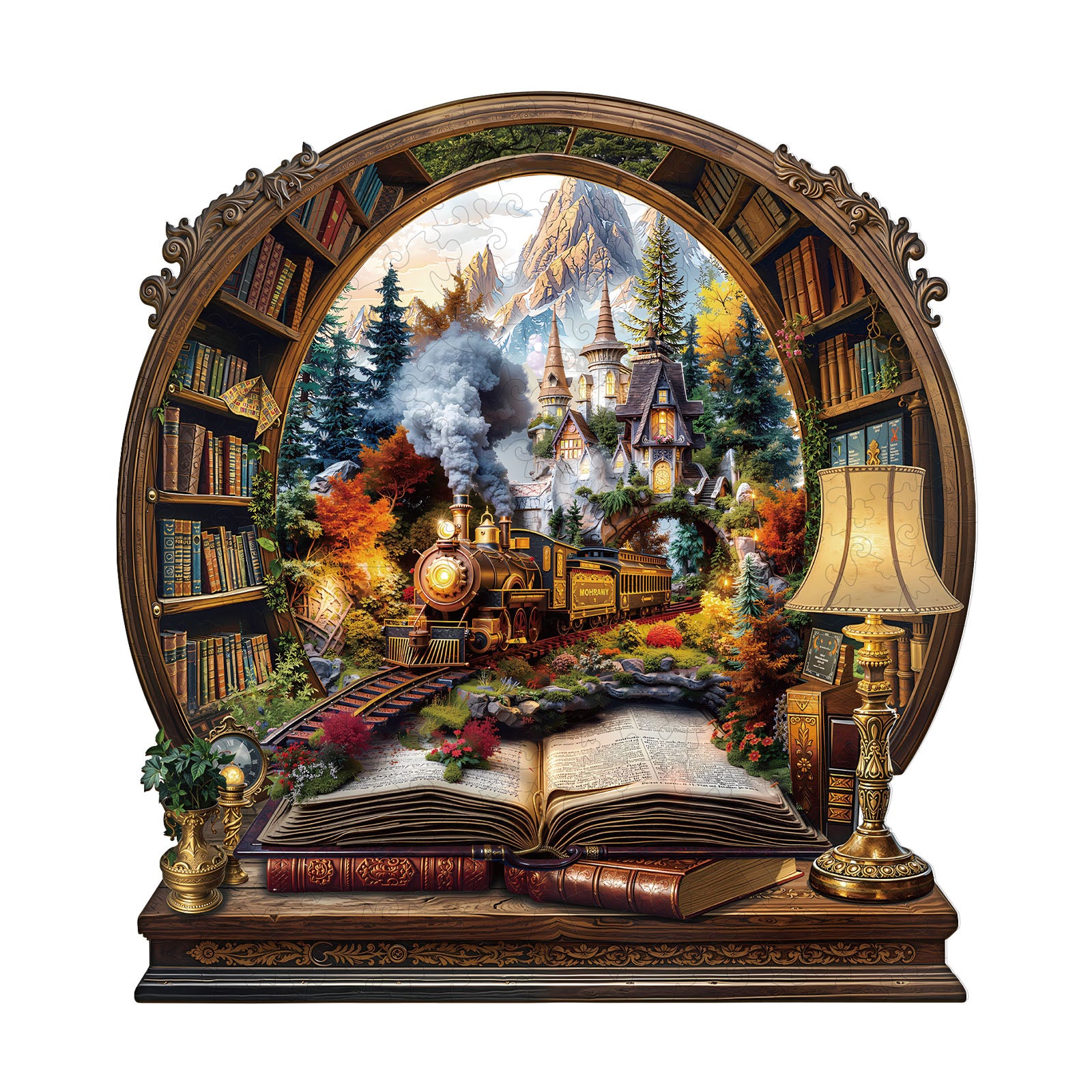 Train within the Book Wooden Jigsaw Puzzle